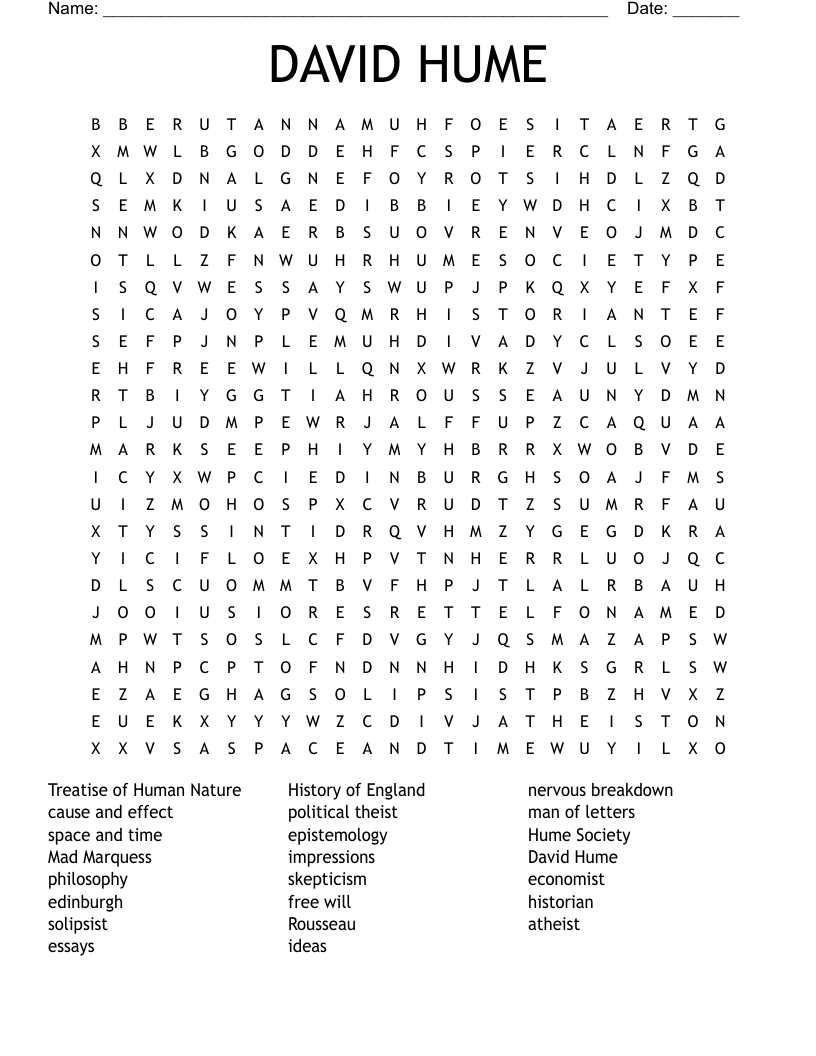 DAVID HUME Word Search WordMint DAVID HUME Word Search WordMint