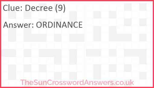 decree crossword puzzle clue