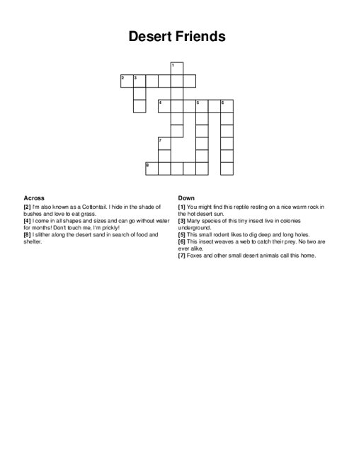 Desert Friends Crossword Puzzle