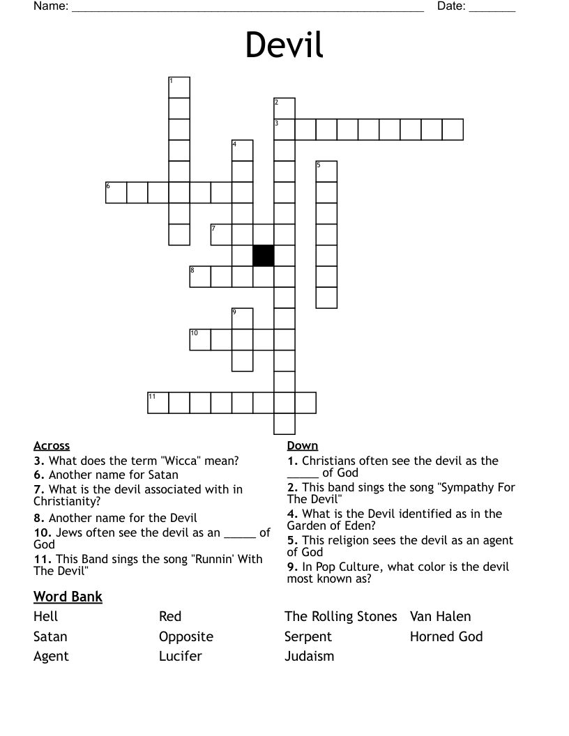 Devil Crossword WordMint Devil Crossword WordMint