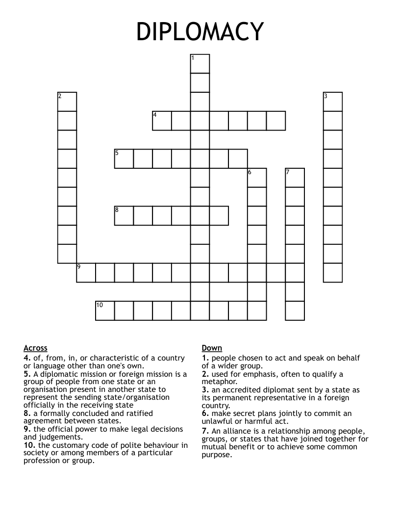 DIPLOMACY Crossword WordMint