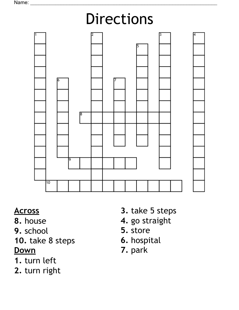 Directions Crossword WordMint Directions Crossword WordMint