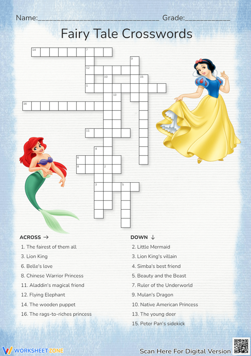 Disney Crosswords Easy Crossword Puzzles