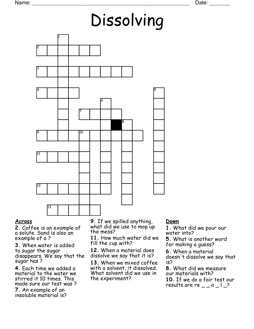 Dissolving Crossword WordMint Dissolving Crossword WordMint