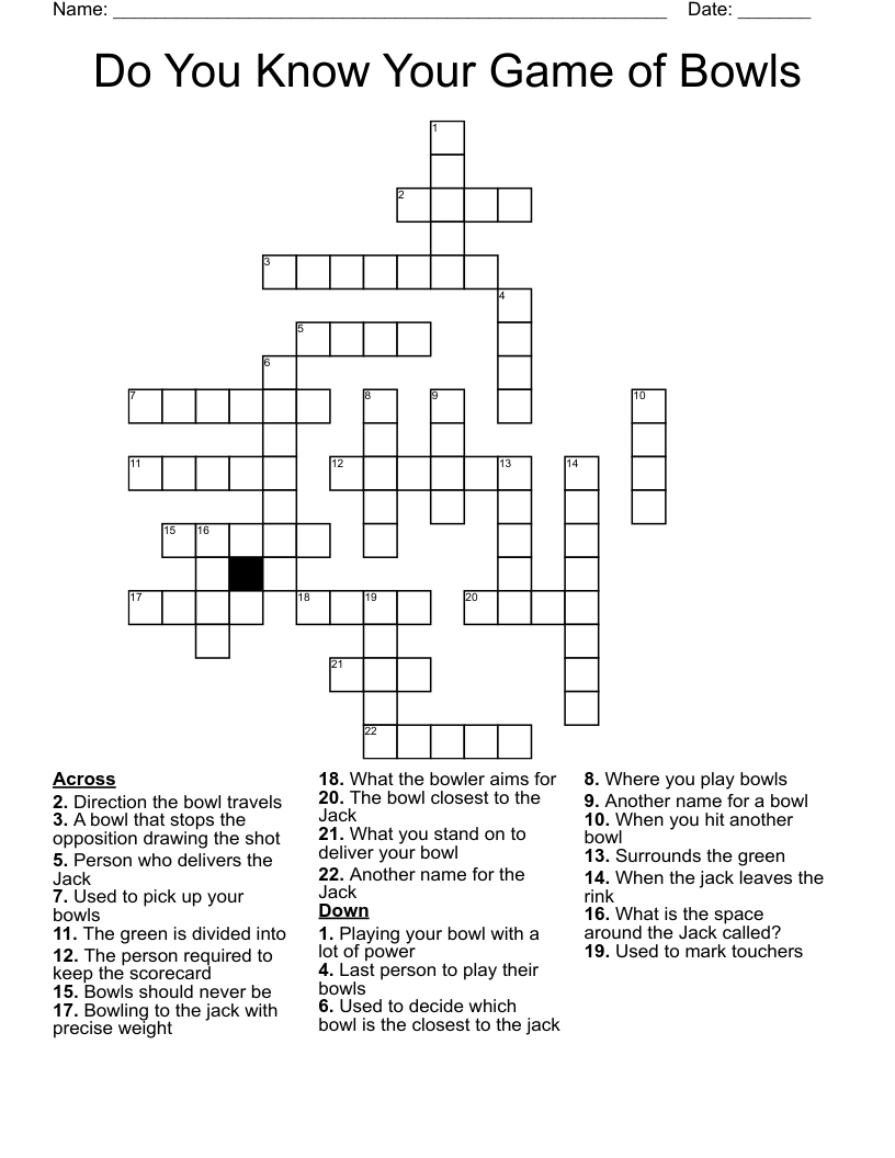 Do You Know Your Game Of Bowls Crossword WordMint