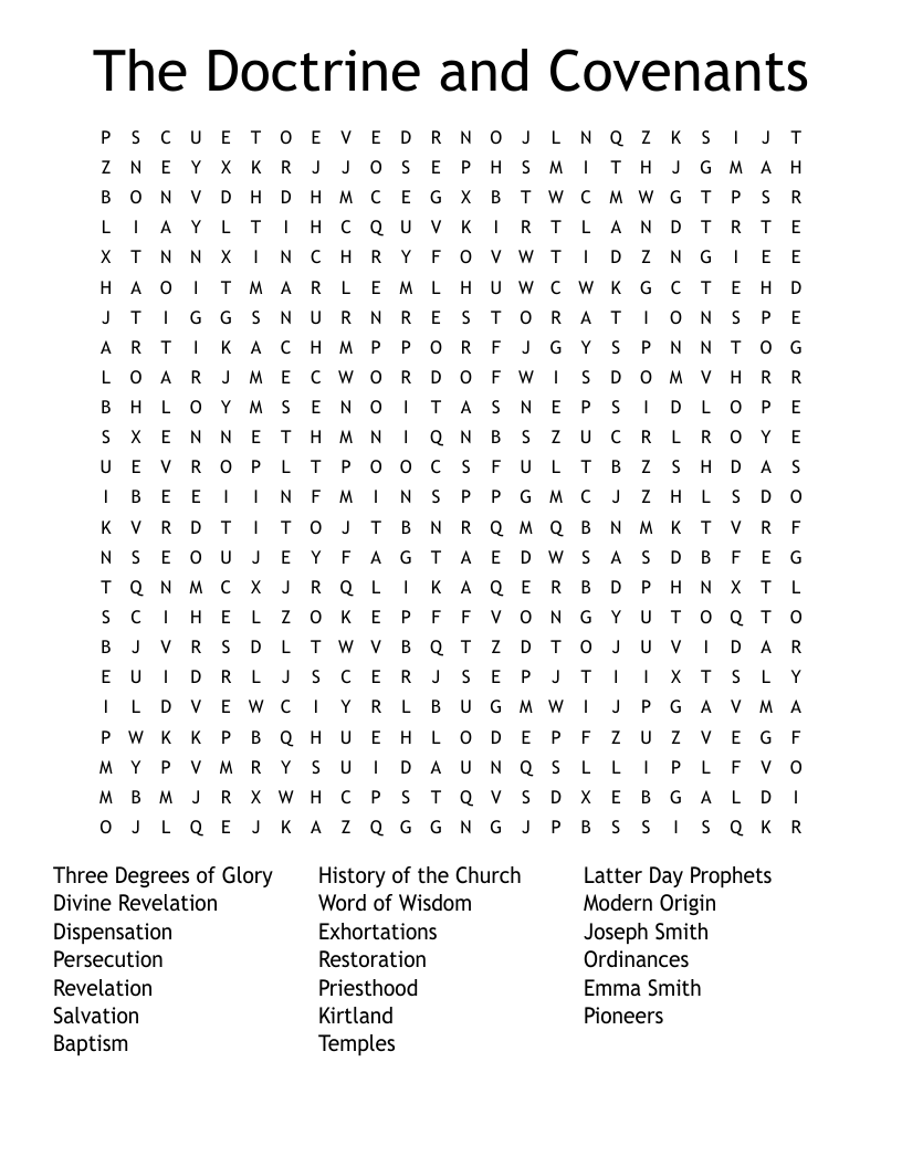 Doctrine And Covenants Doctrinal Mastery Crossword WordMint