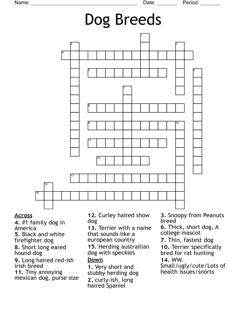 Dog Breeds Crossword WordMint