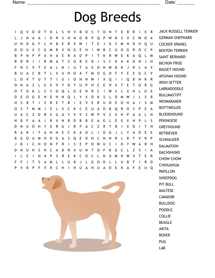 Dog Breeds Crossword WordMint