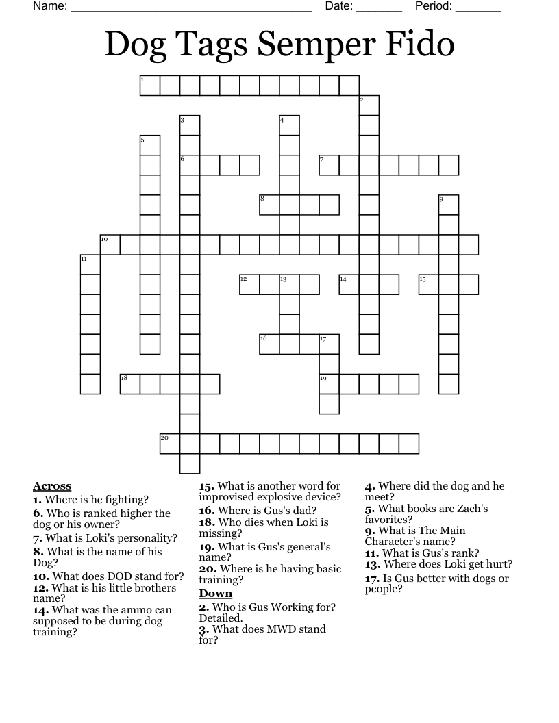 Dog Tags Semper Fido Crossword WordMint Dog Tags Semper Fido Crossword WordMint