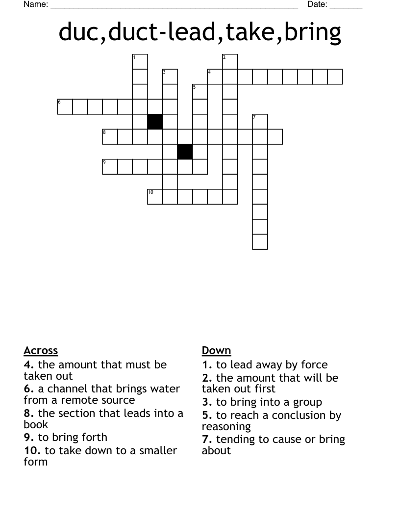 Duc duct lead take bring Crossword WordMint