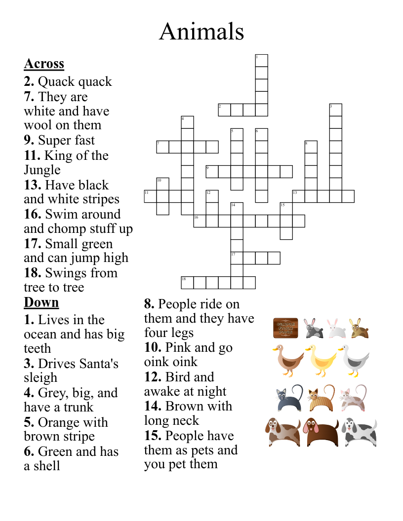 Duck Crossword Puzzle WordMint