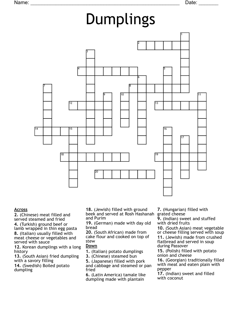 Dumplings Crossword WordMint Dumplings Crossword WordMint