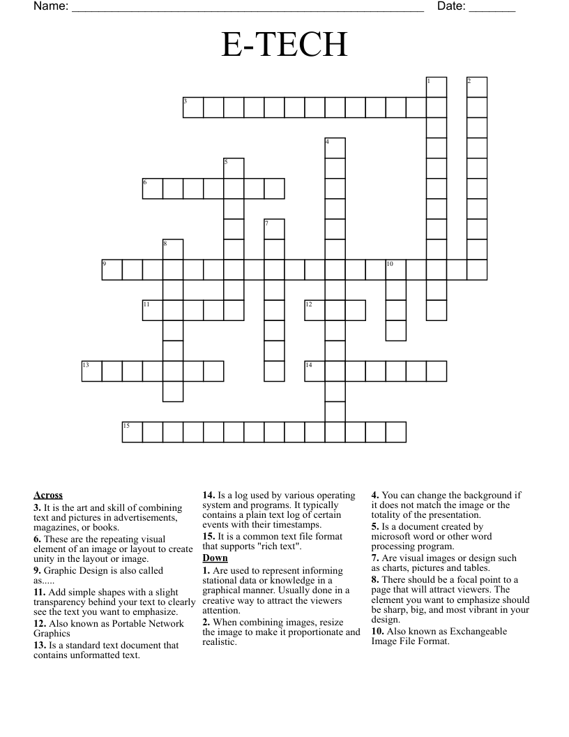 E TECH Crossword WordMint E TECH Crossword WordMint