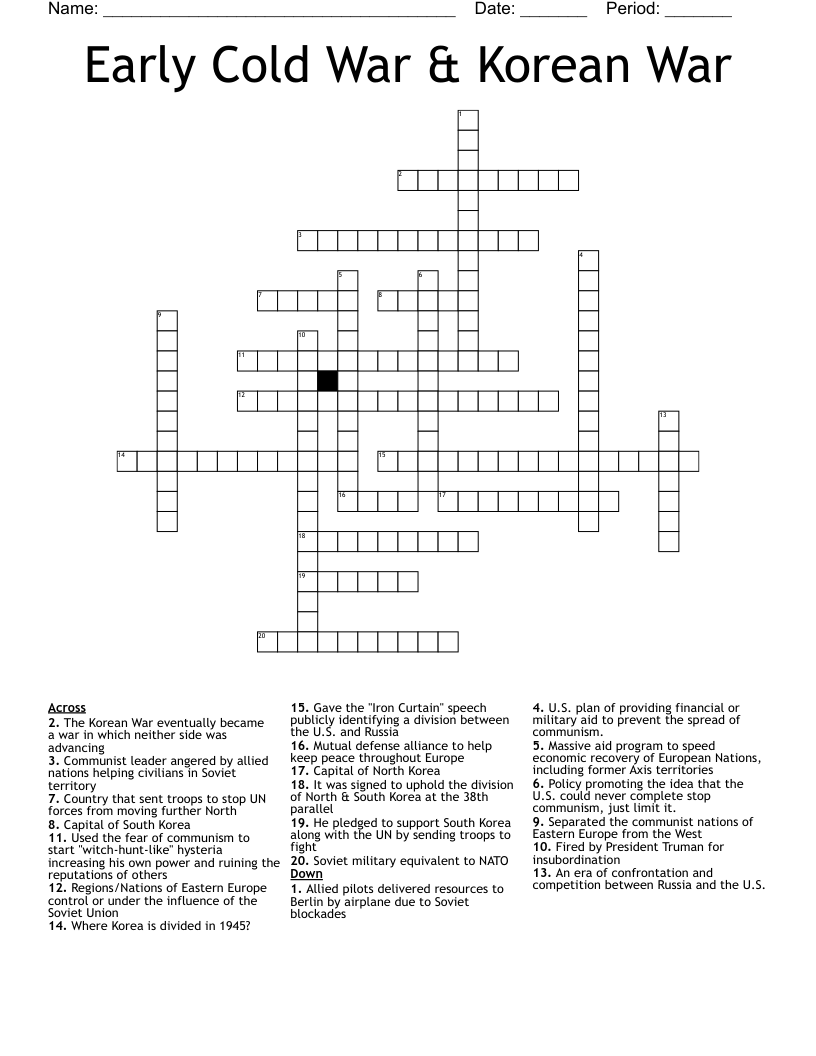 Early Cold War Korean War Crossword WordMint Early Cold War Korean War Crossword WordMint