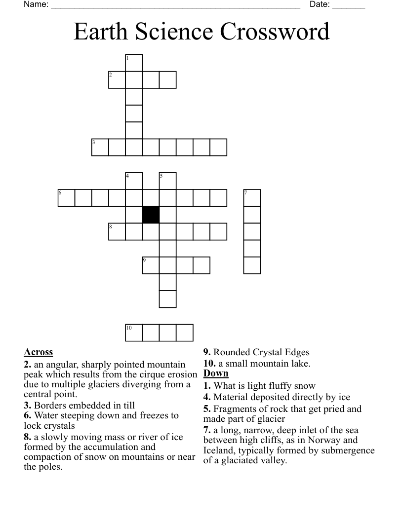 Earth Science Crossword WordMint Earth Science Crossword WordMint