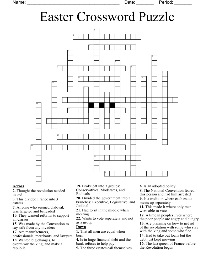 Easter Crossword Puzzle WordMint