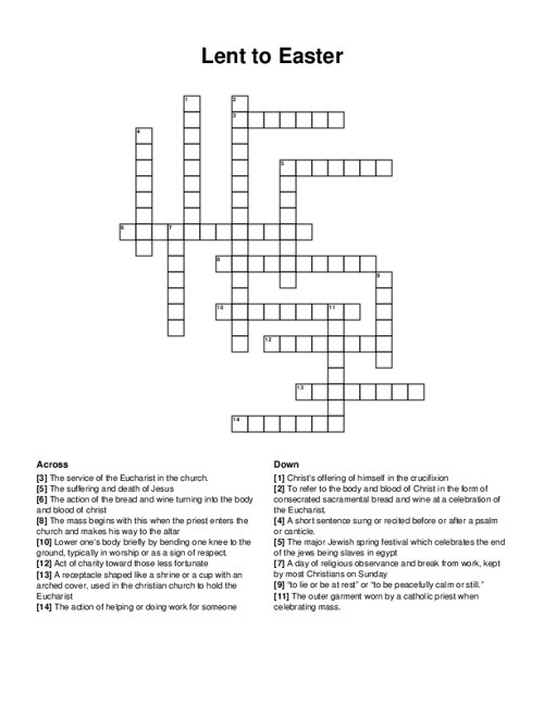 Easter Traditions Crossword Puzzle Easter Traditions Crossword Puzzle