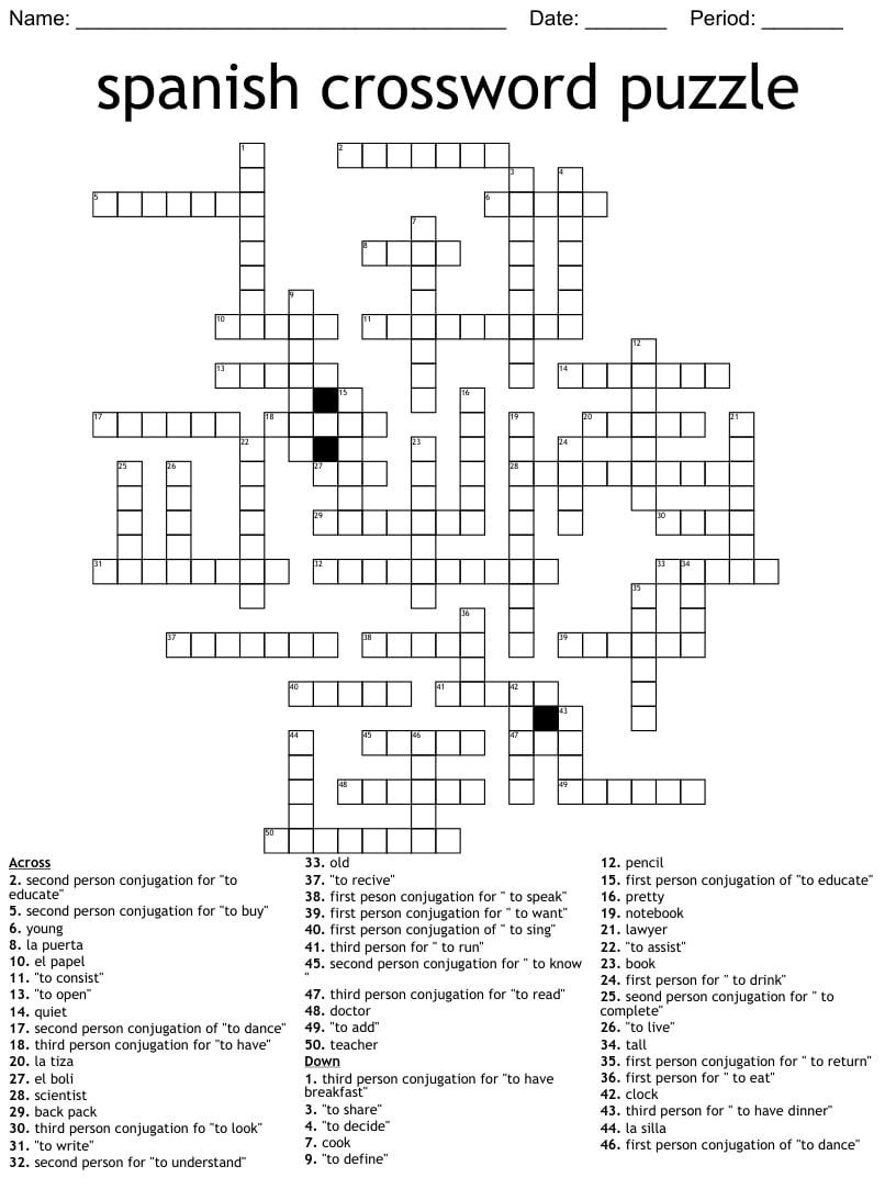 Easy Spanish Crossword Puzzles Printable Daily Printable Crosswords Easy Spanish Crossword Puzzles Printable Daily Printable Crosswords