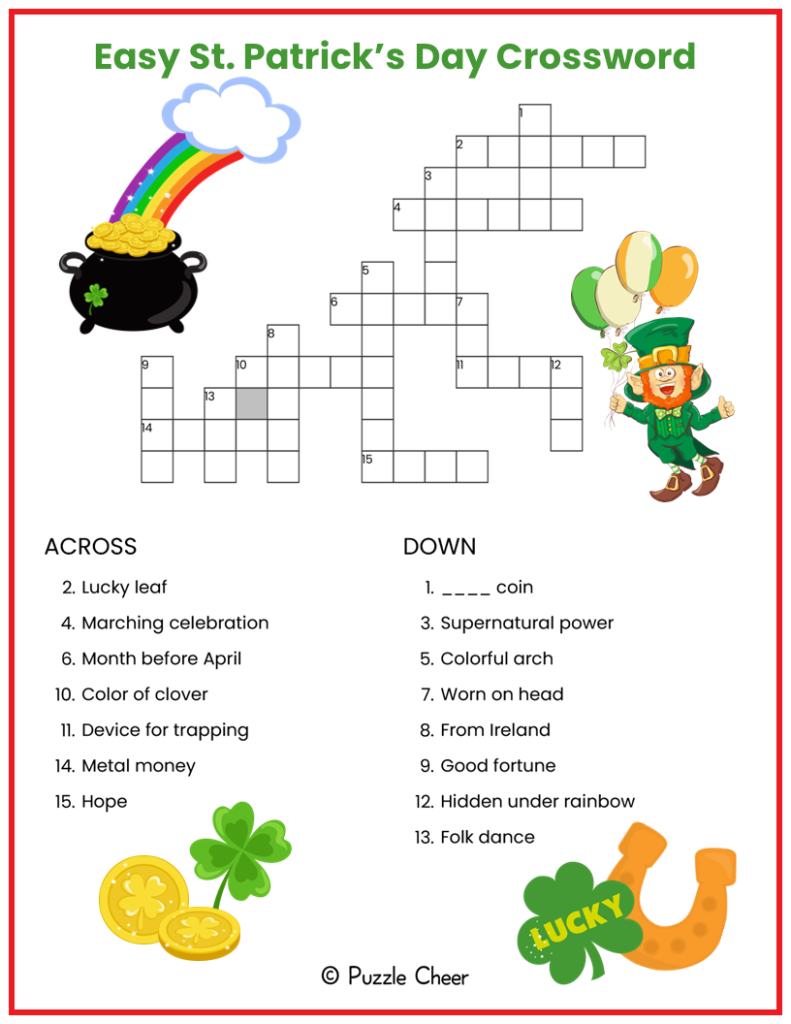st patrick's day crossword puzzle