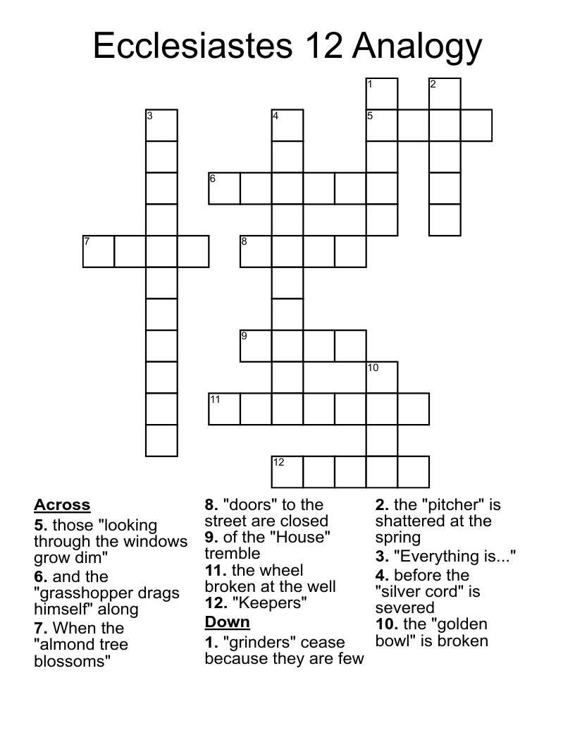 Ecclesiastes 12 Analogy Crossword WordMint Ecclesiastes 12 Analogy Crossword WordMint