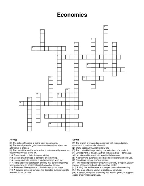 Economics Crossword Puzzle