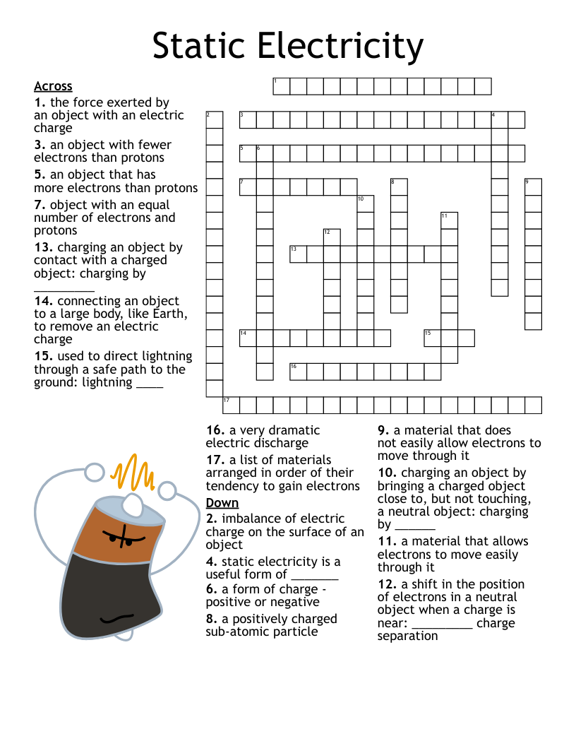Electric Charge And Current Crossword WordMint Electric Charge And Current Crossword WordMint