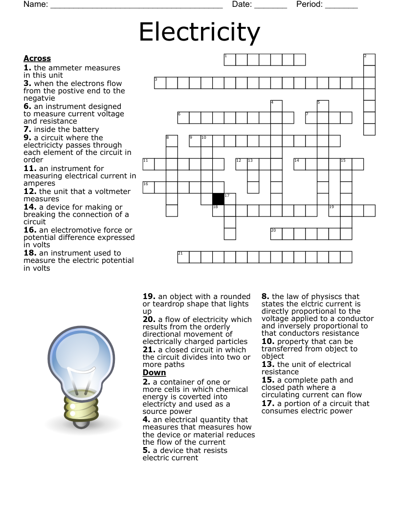 Electricity Crossword WordMint