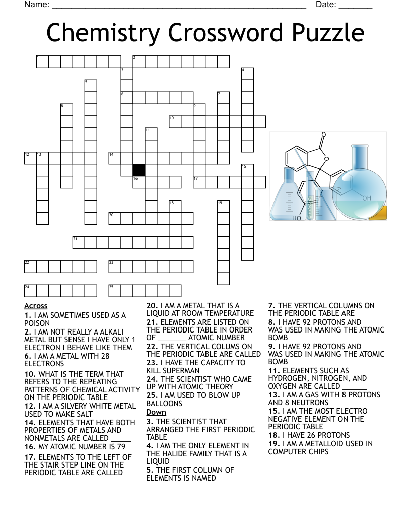 Elements Crossword Puzzle WordMint