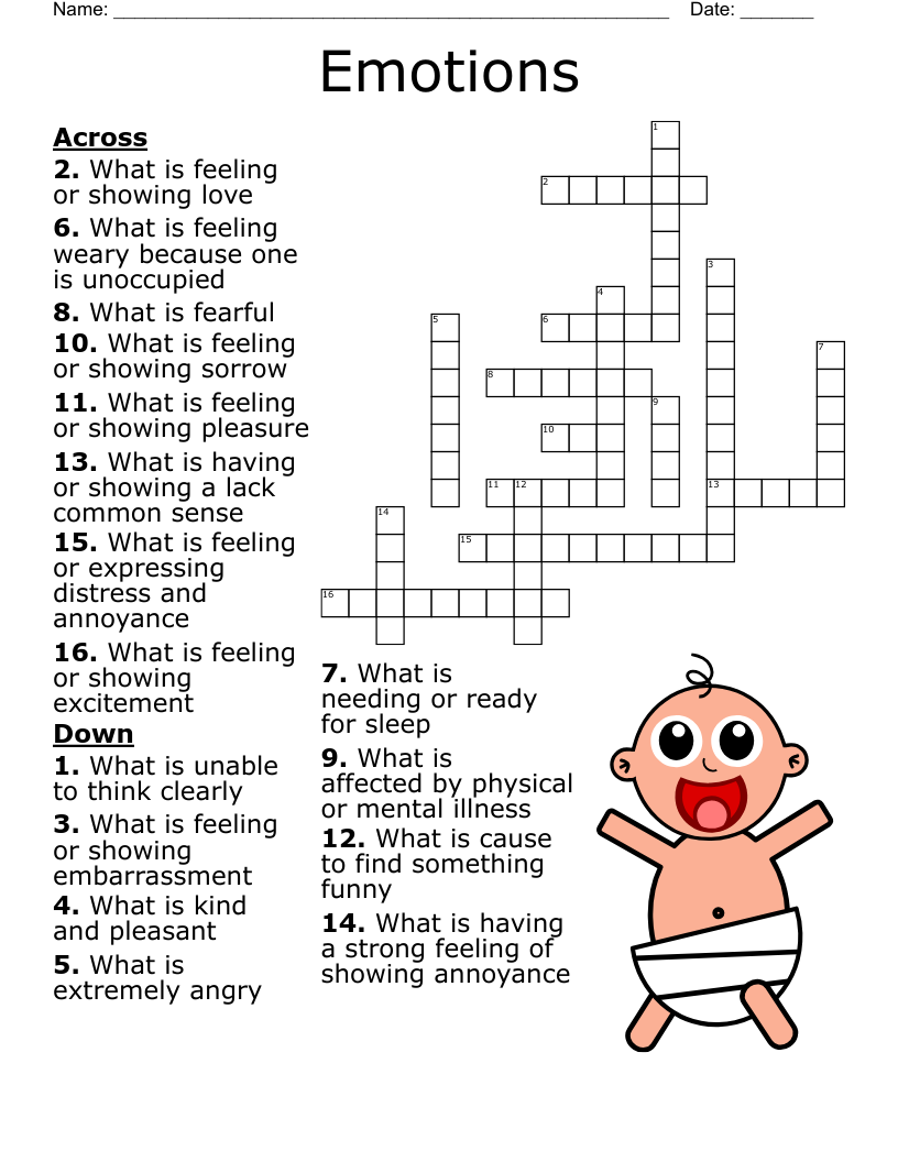 Emotions Crossword WordMint