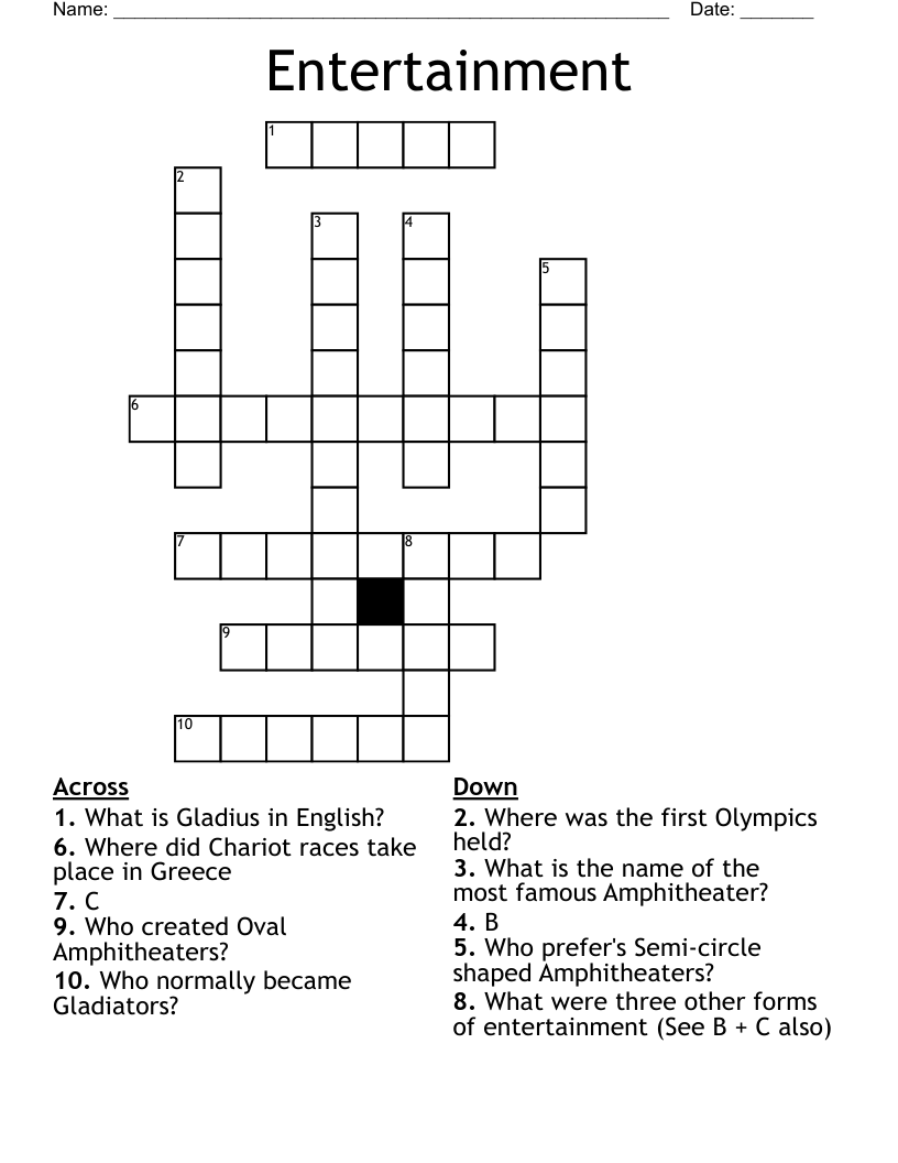 Entertainment Crossword WordMint