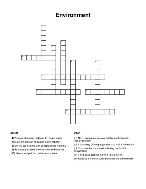 Environment Crossword Puzzle