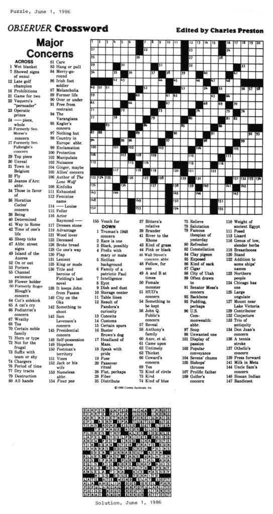Eugene Sheffer Printable Crossword Puzzle For Today Free Printable 