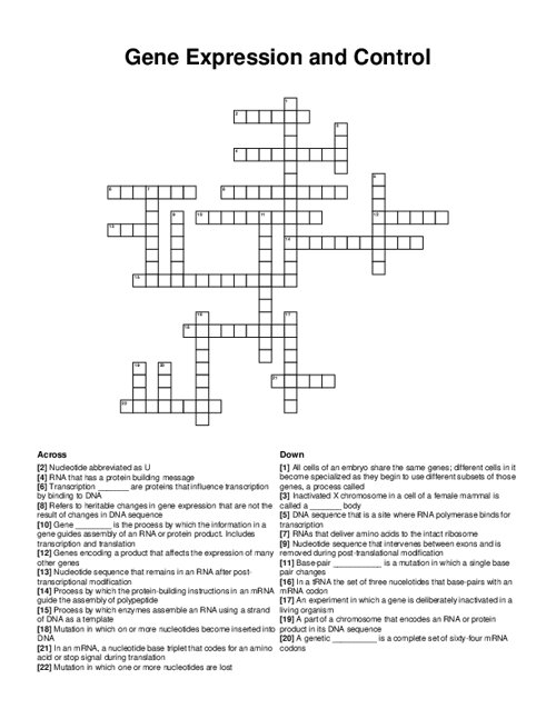 Evolution Crossword Puzzle Evolution Crossword Puzzle