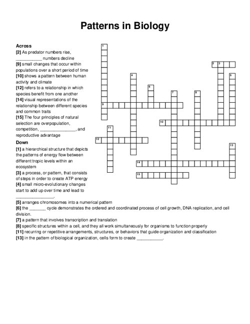 Evolution Crossword Puzzle Evolution Crossword Puzzle