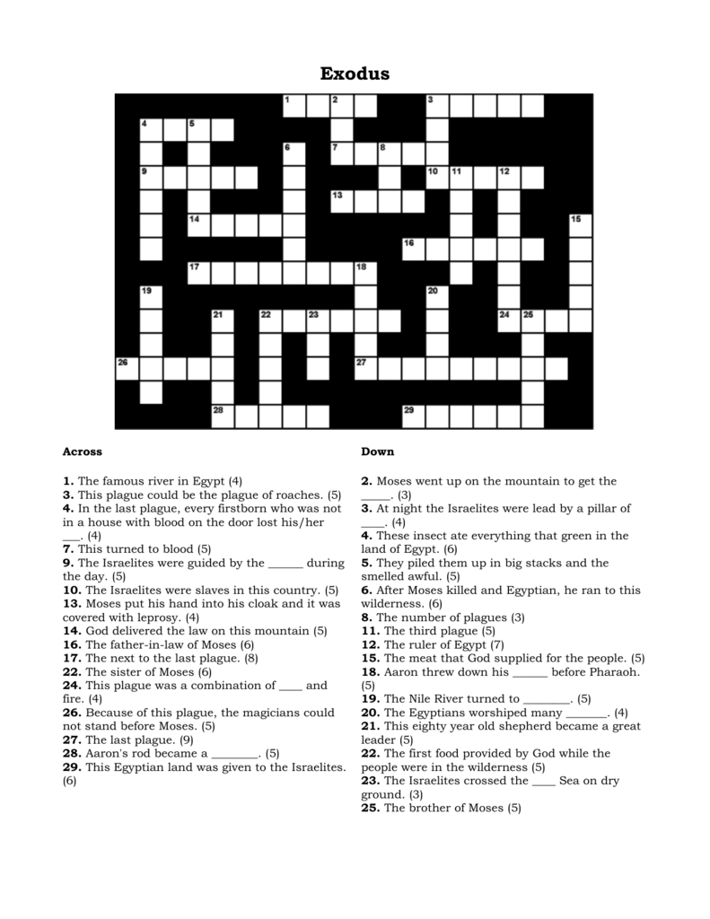 Exodus Hero Crossword Exodus Hero Crossword