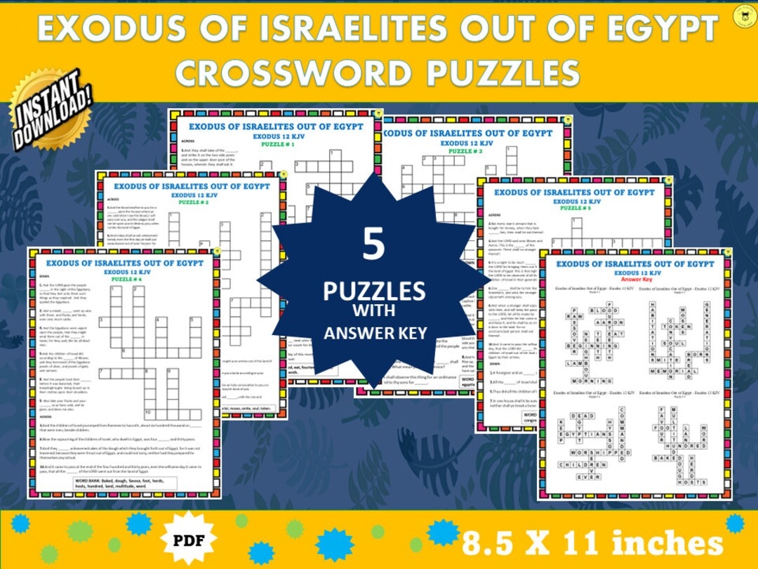 Exodus Of Israelites Crossword Puzzle Bible Study Activity instant Exodus Of Israelites Crossword Puzzle Bible Study Activity instant