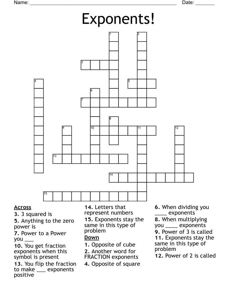 Exponents Crossword WordMint
