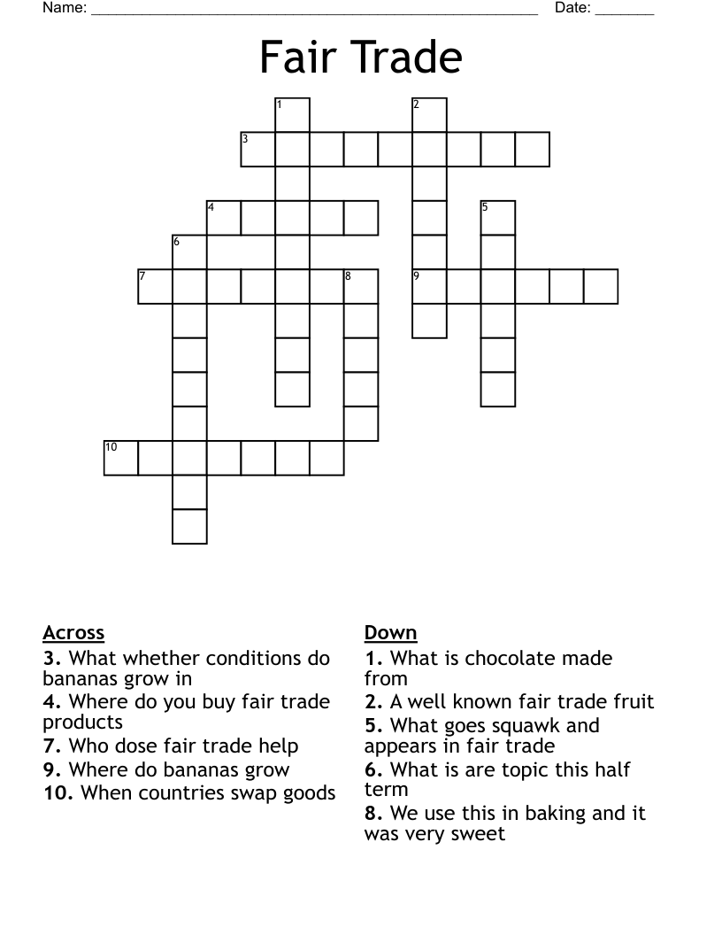 Fair Trade Crossword WordMint Fair Trade Crossword WordMint