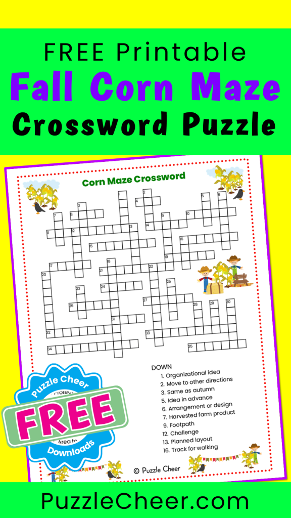 Fall Corn Maze Crossword Puzzle Puzzle Cheer