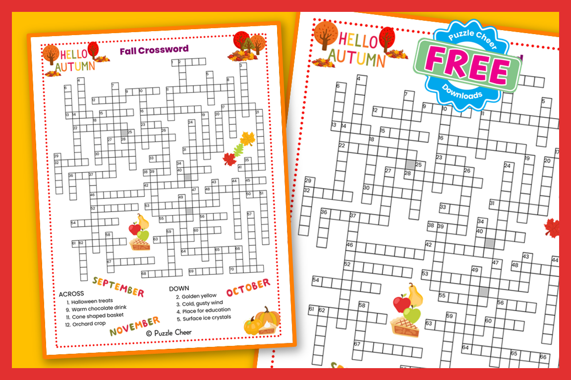 Fall Crossword Puzzle Puzzle Cheer Fall Crossword Puzzle Puzzle Cheer