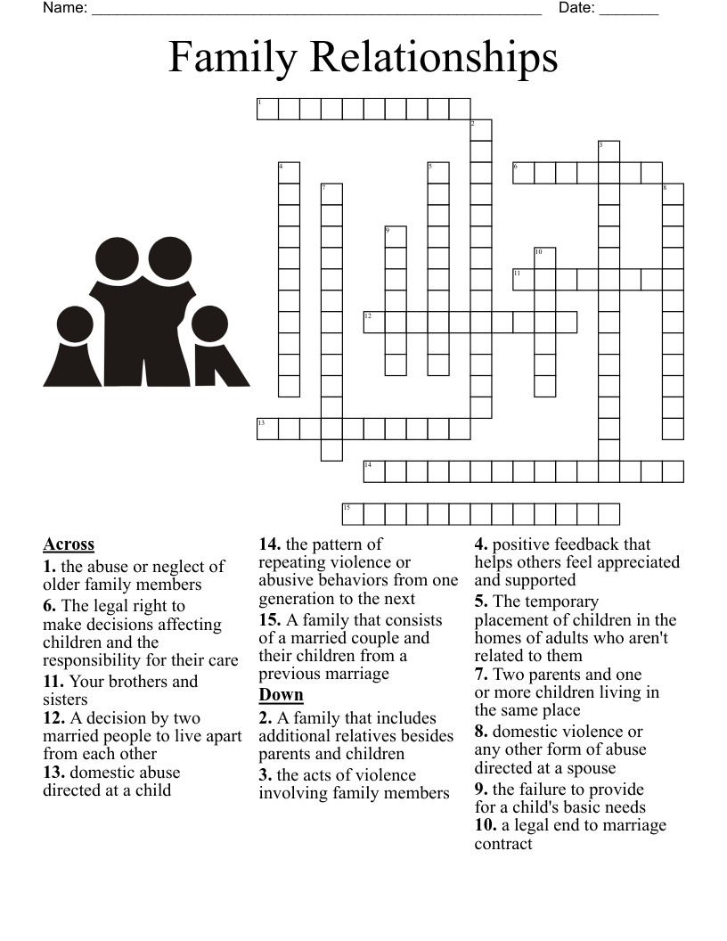 Family Relationships Crossword WordMint Family Relationships Crossword WordMint