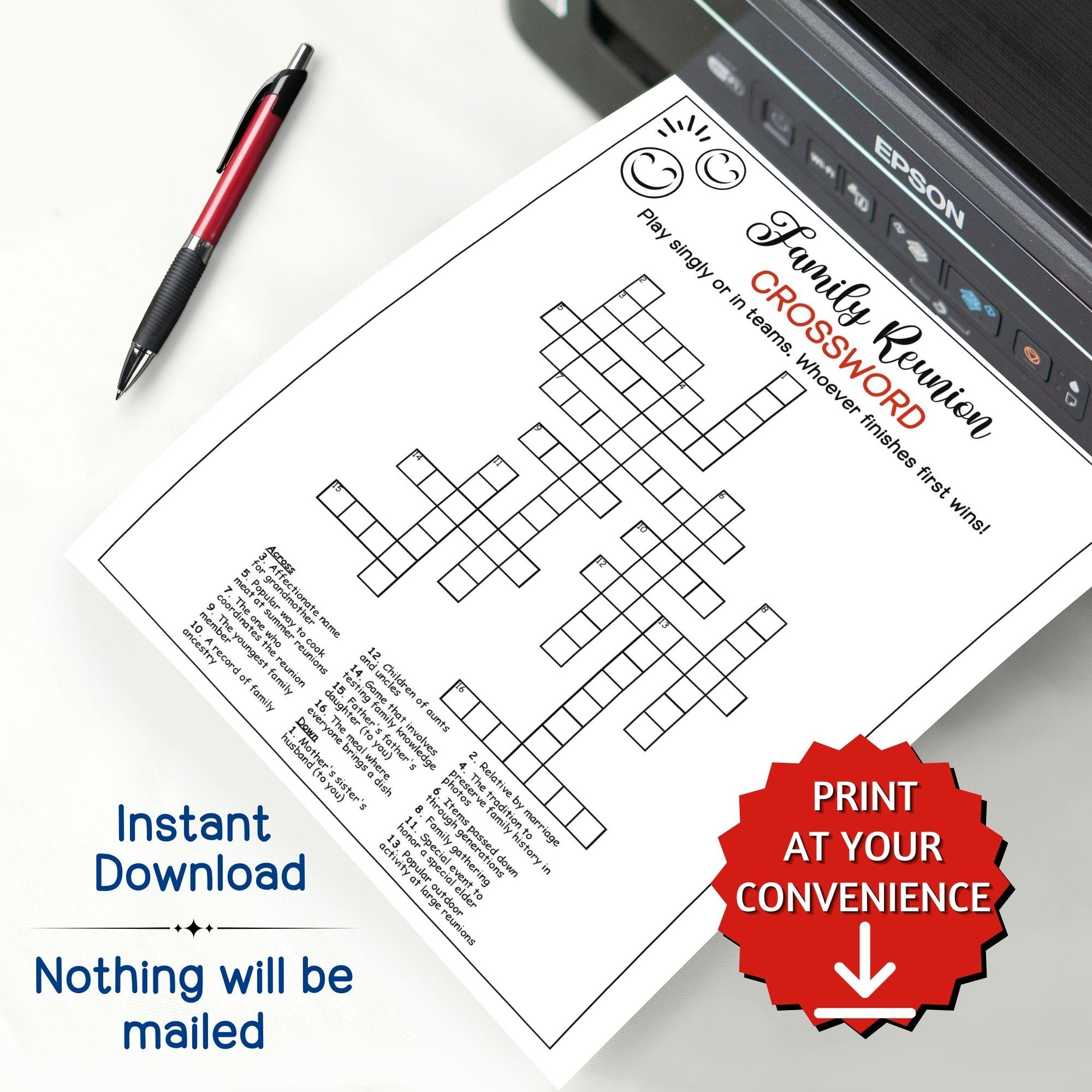 Family Reunion Crossword Puzzle Game Family Summer Gathering Family Gathering Games Family Reunion Activities Family Group Activity Etsy Australia