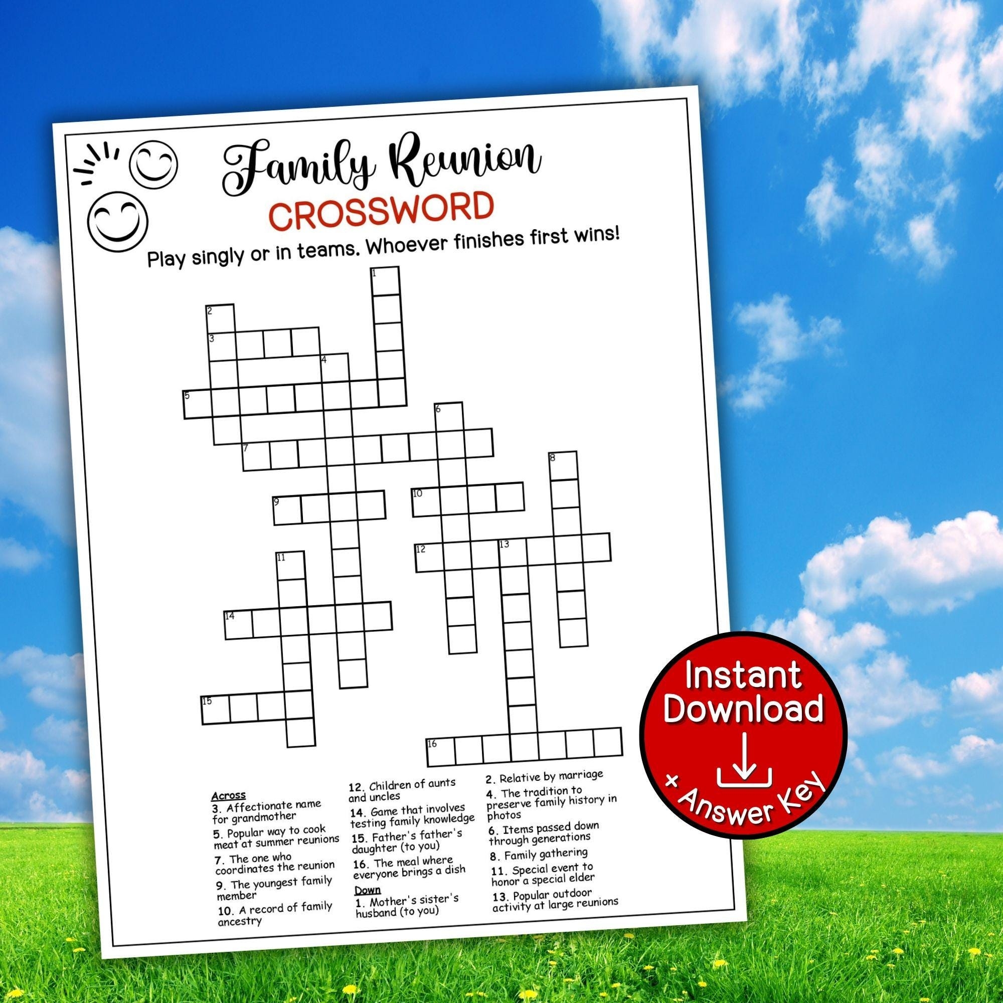 Family Reunion Crossword Puzzle Game Family Summer Gathering Family Gathering Games Family Reunion Activities Family Group Activity Etsy Australia
