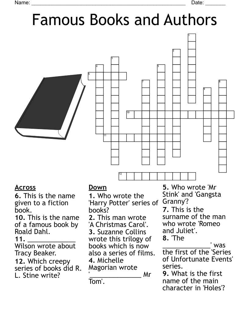 Famous Books And Authors Crossword WordMint