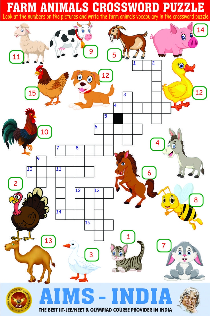 Farm Animals Crossword Puzzle Worksheet