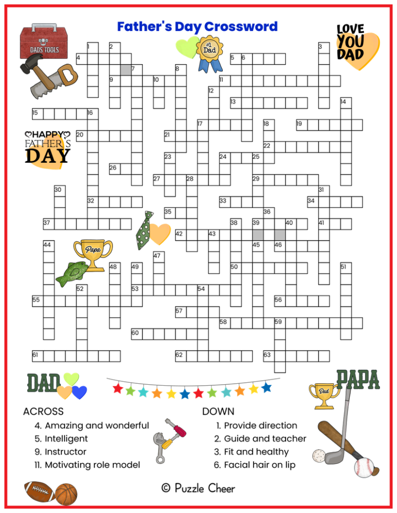 Father s Day Crossword Puzzle Puzzle Cheer