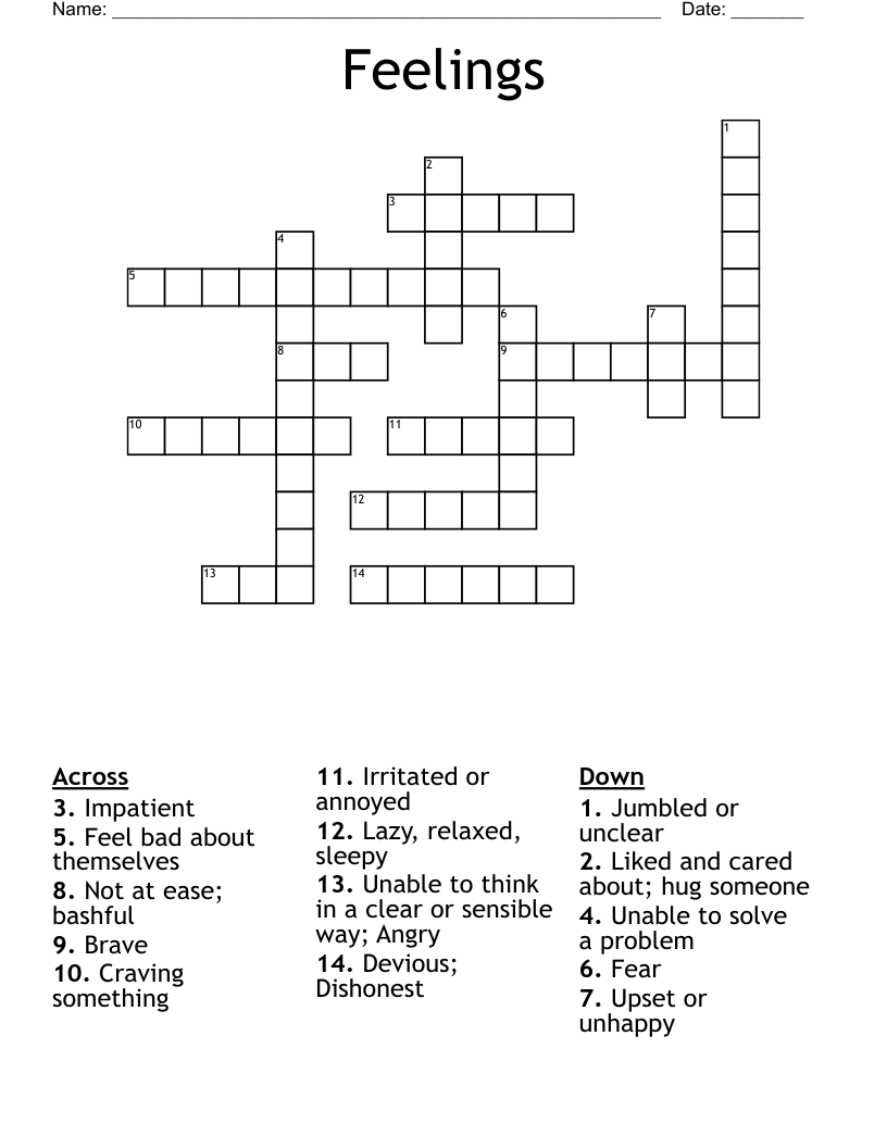 Feelings Crossword WordMint