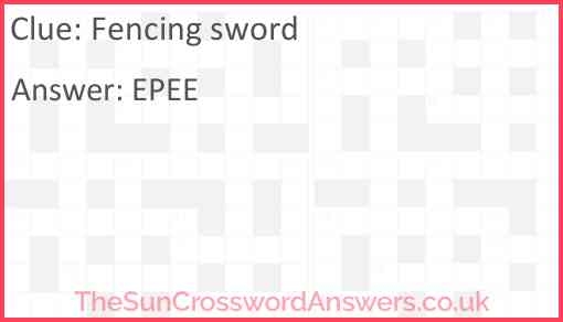 fencing sword crossword puzzle