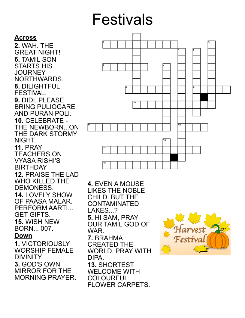 Festivals Crossword WordMint