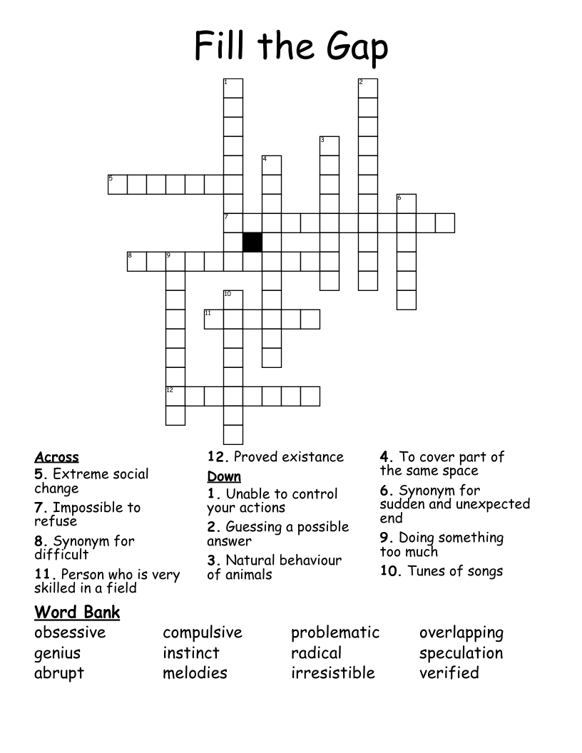 Fill The Gap Crossword WordMint Fill The Gap Crossword WordMint